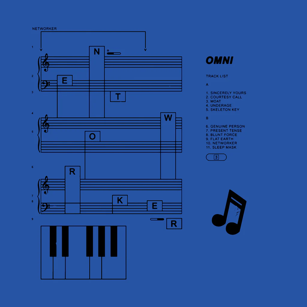 Simple lines and colors used for Omni&#039;s album Networker reflected the albums minimalist sound.