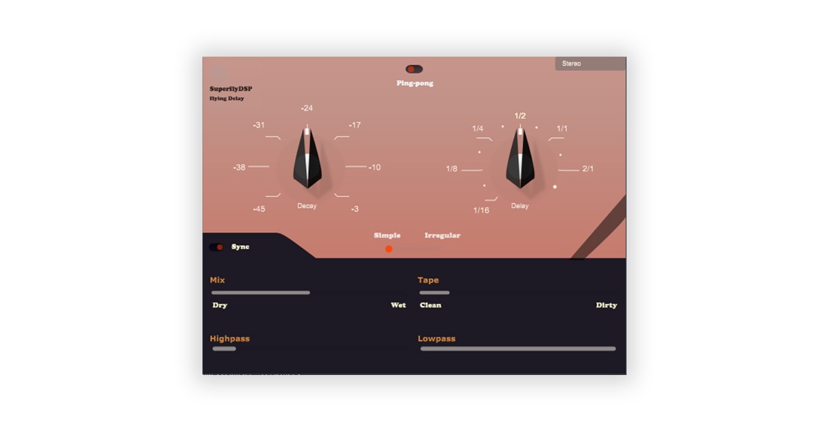 superdsp flying delay free plugin