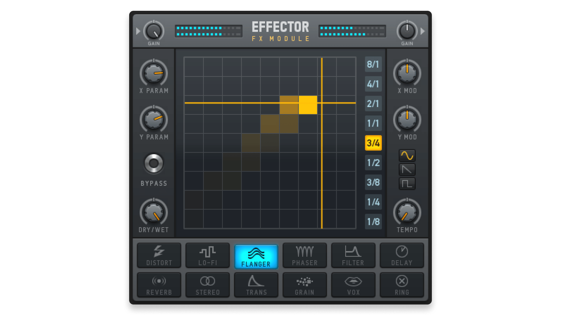 Effector offers X/Y axis style control over a variety of effects.