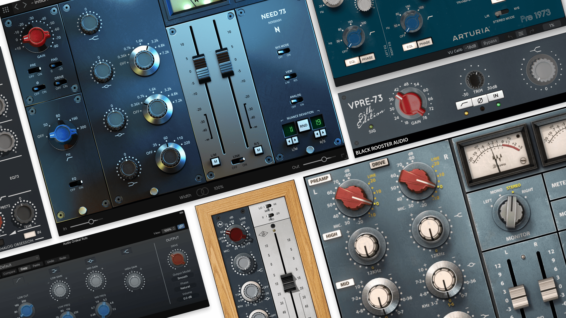 multiple interface with knobs, sliders and gages