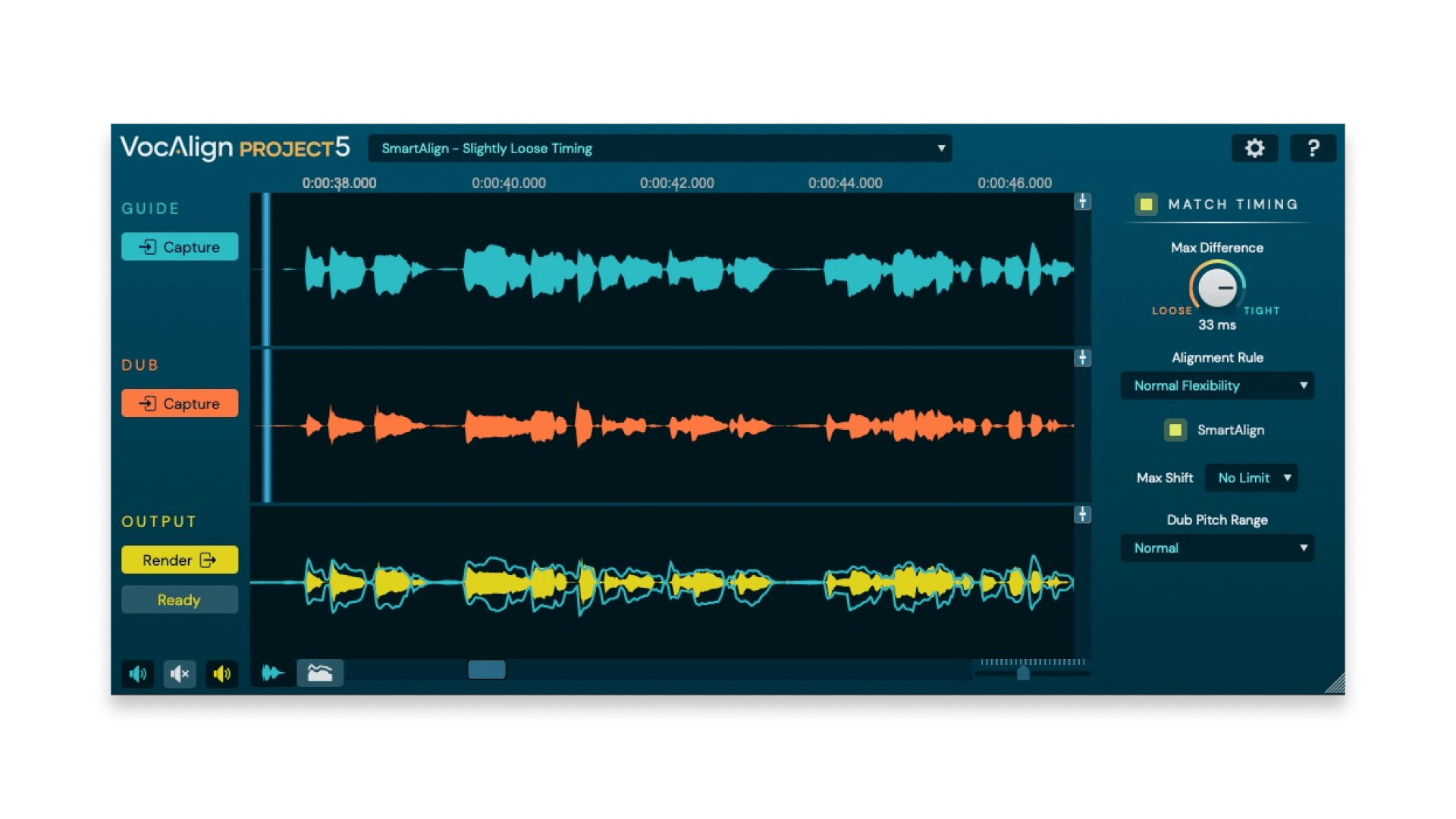 VocAlign can take multiple vocal layers and align in seconds, saving hours of time in the studio.
