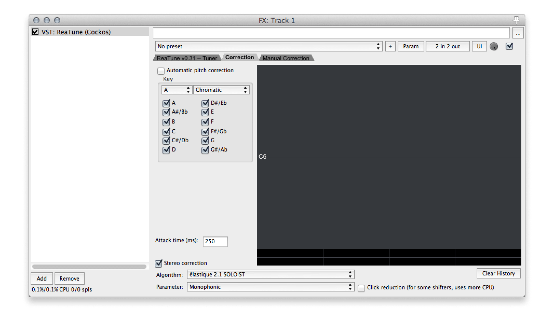 ReaTuneは、Reaperに含まれているまともな調律プラグインです。