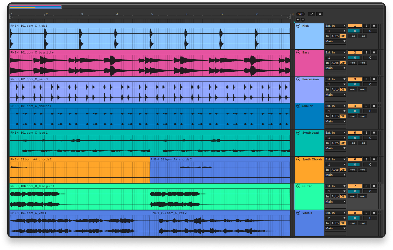 We&#39;ve created an 8-bar looping section that is complete enough for us to explore mixing with all major instrument types.