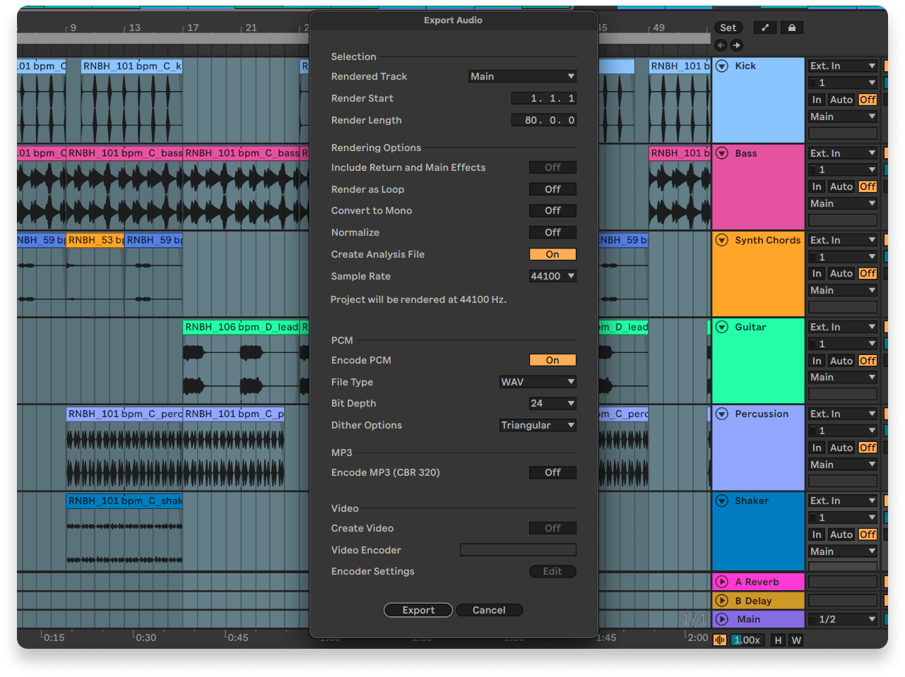 We&#39;re going with the export settings that we often recommend for LANDR Mastering, which is what we&#39;ll use to master our track.