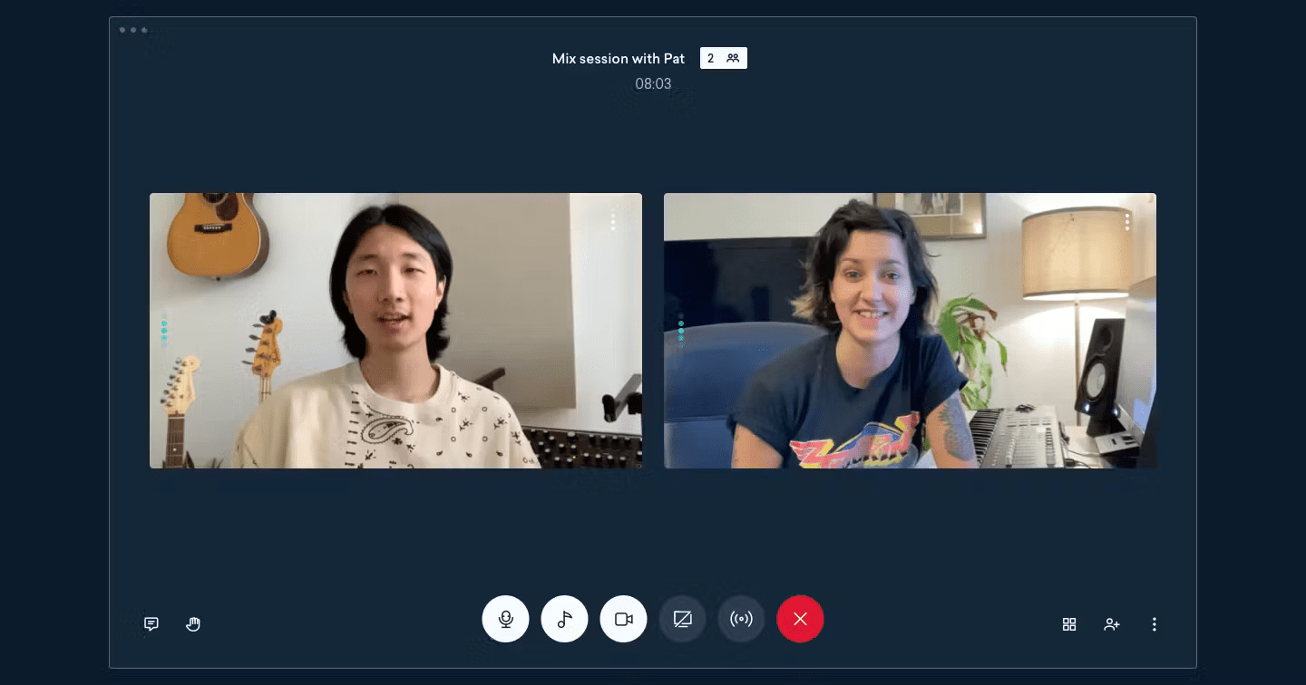 Sessions pipes your master bus into a video chat that prioritizes DAW audio.